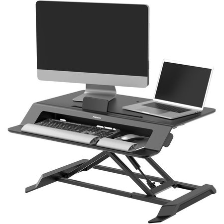 Fellowes Workstation, Sit-Stand, 34-2/5"Wx28-2/5"Lx7-3/5"H, Black FEL8215001